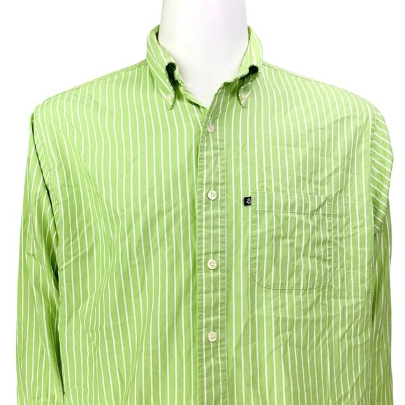 Brooks Brothers 346 Mens Shirt Long Sleeve Button Down Green Stripe Size L - Picture 4 of 13